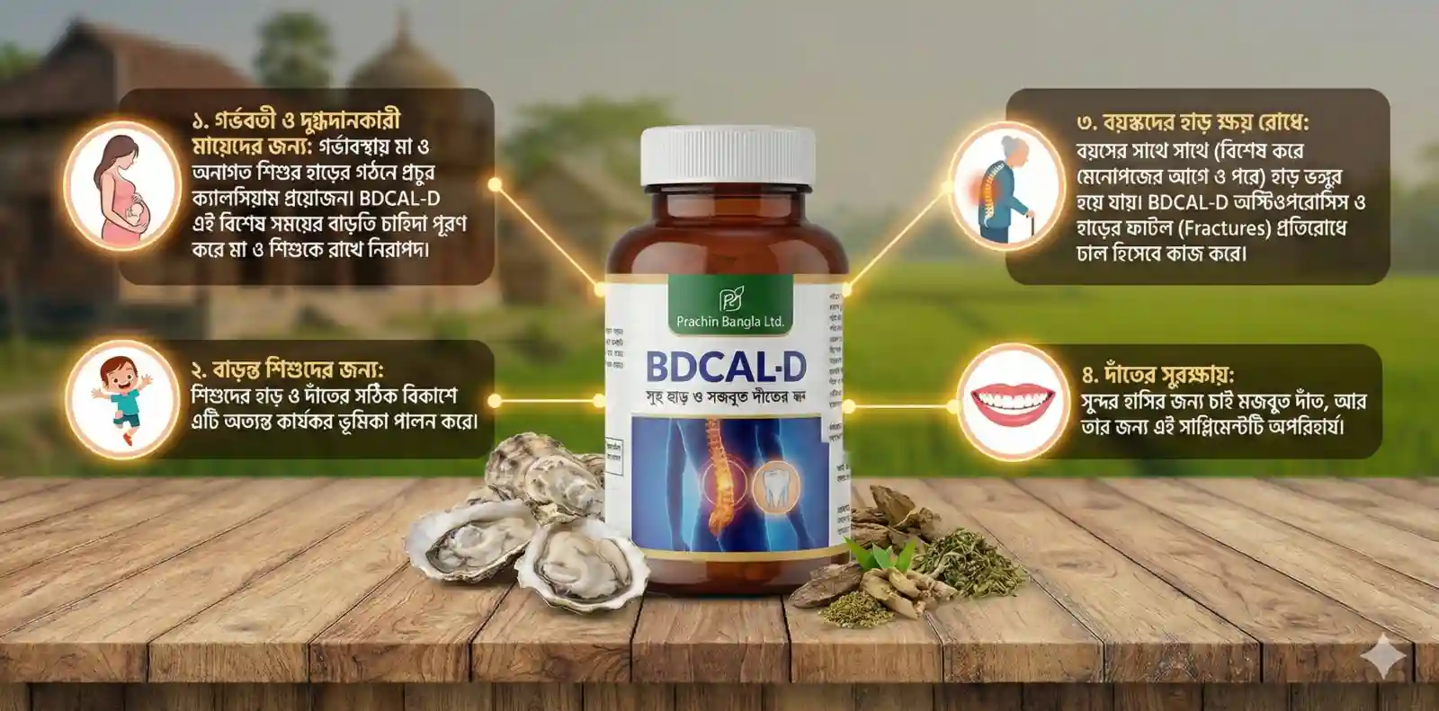 BDCAL-D: হাড় ও দাঁতের সুরক্ষায় প্রাকৃতিক ক্যালসিয়াম ও ভিটামিন D3 সাপ্লিমেন্ট